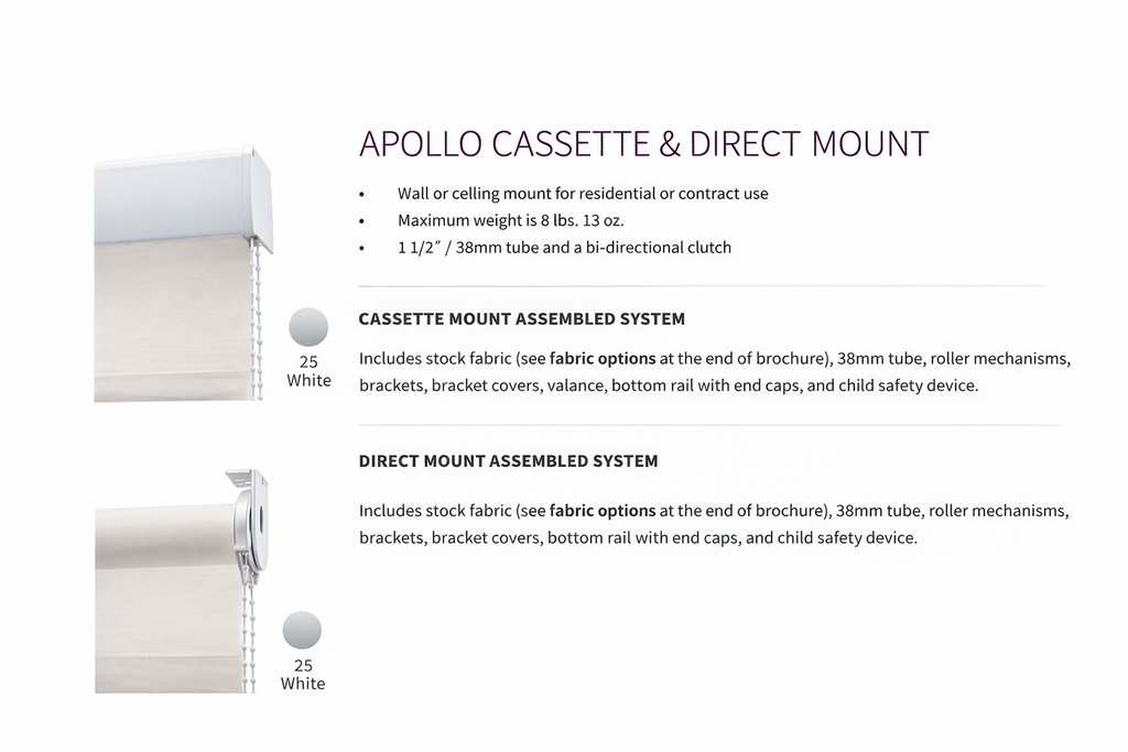 Forest Apollo Blackout Roller Shade System with 1.5 Inch Roller Tube for Complete Light Blocking