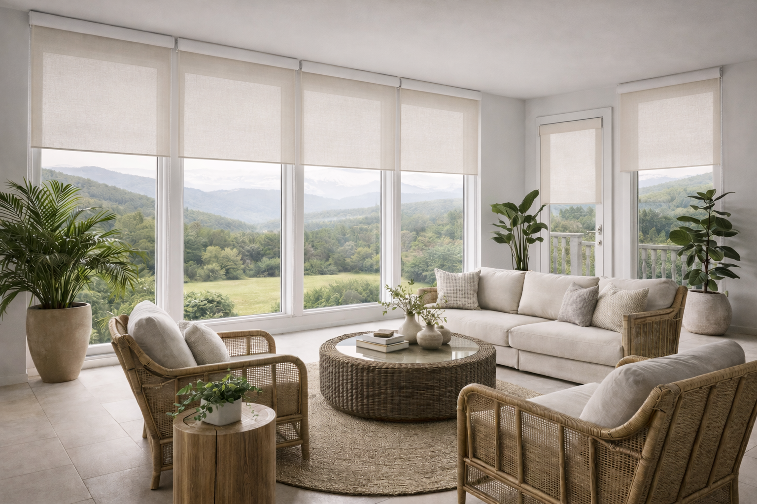 Forest Apollo Cordloop Light Filtering Roller Shade with Manual Clutch Operation for Residential and Commercial Windows