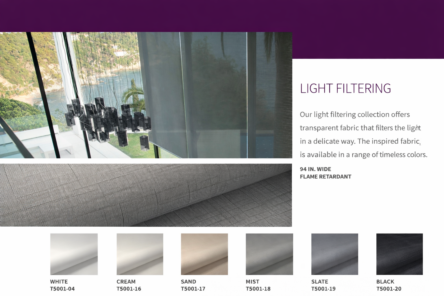 Forest Apollo Cordloop Light Filtering Window Shade with Flame Retardant Fabric for Commercial Applications