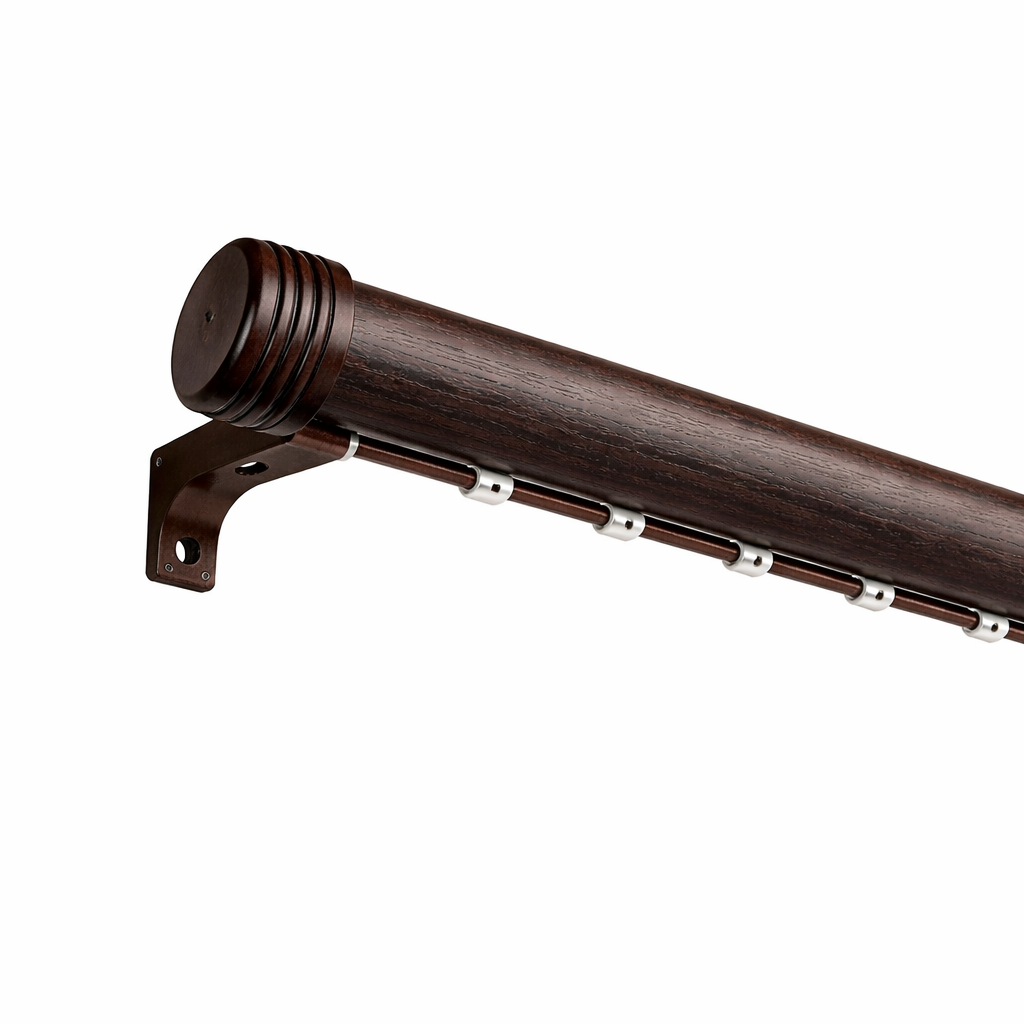 Forest Cordoba 2 Inch Baton Draw Traverse Rod with Wood Fascia and Integrated Curtain Track