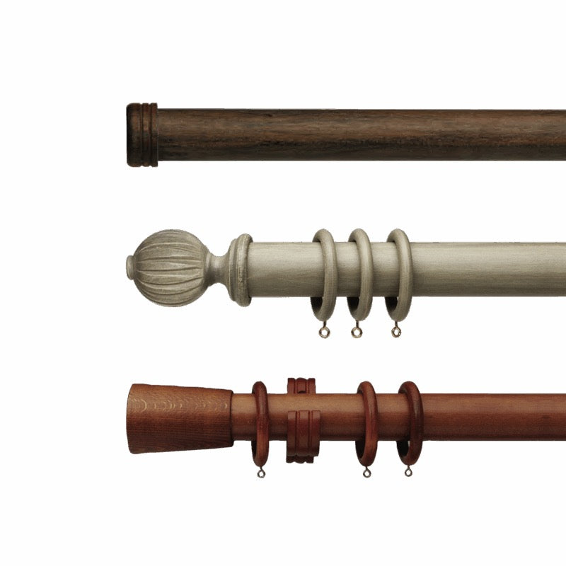 Forest Cordoba 2 Inch Decorative Drapery Pole Set with Wood Curtain Rod and Wall Mount Brackets
