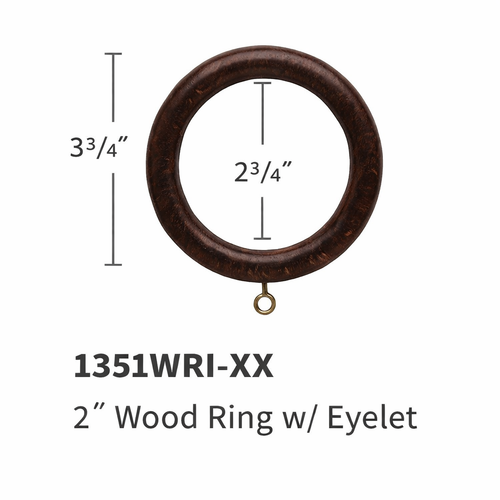 Forest Cordoba 2 Inch Drapery Pole Rings for Decorative Wood Curtain Rod System