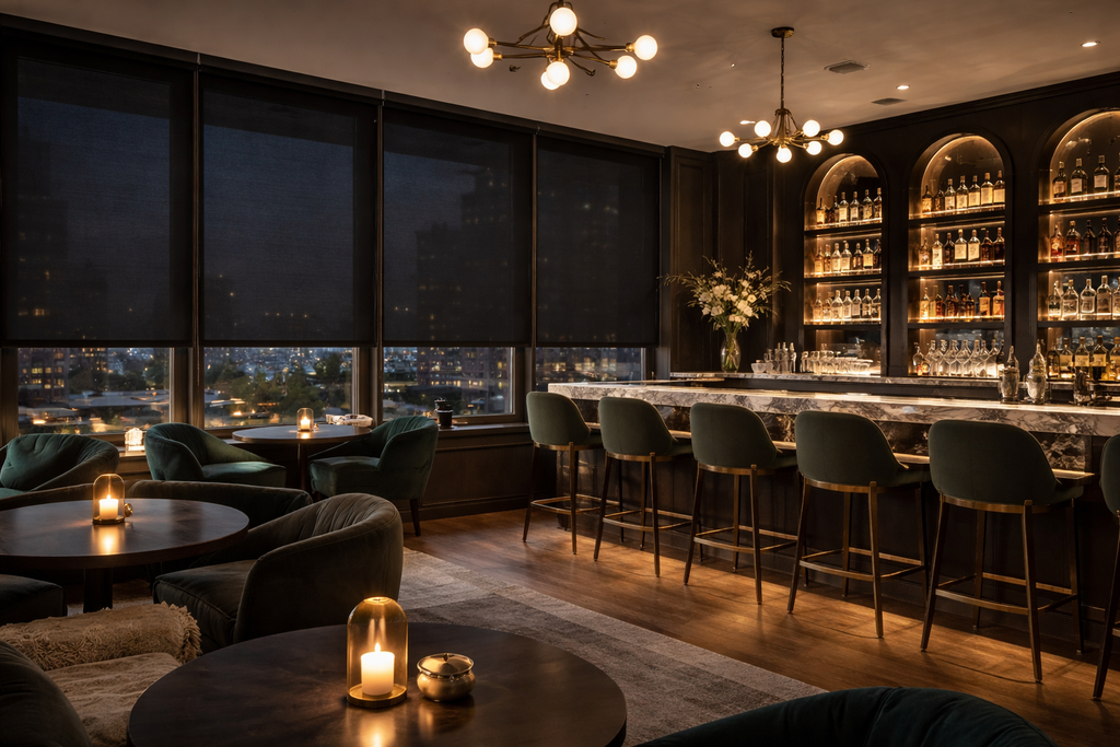 Forest Drapery Apollo Light Filtering Roller Shade with Cord Loop Clutch and Aluminum Bottom Rail