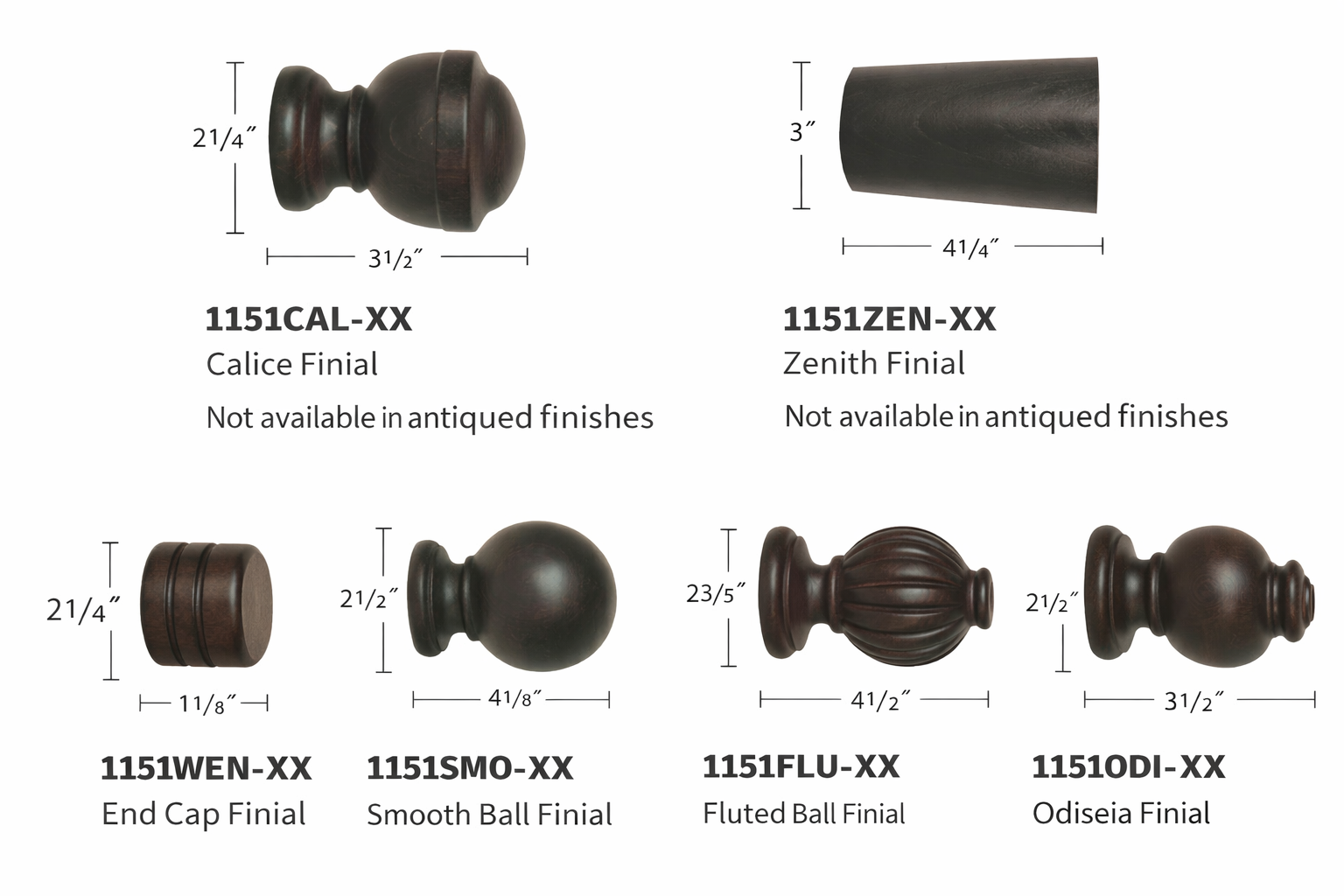 Forest Drapery Cordoba 2 Inch Curtain Rod Finials Crafted from Ayous Wood