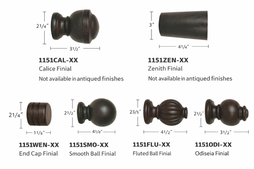 Forest Drapery Cordoba 2 Inch Curtain Rod Finials Crafted from Ayous Wood