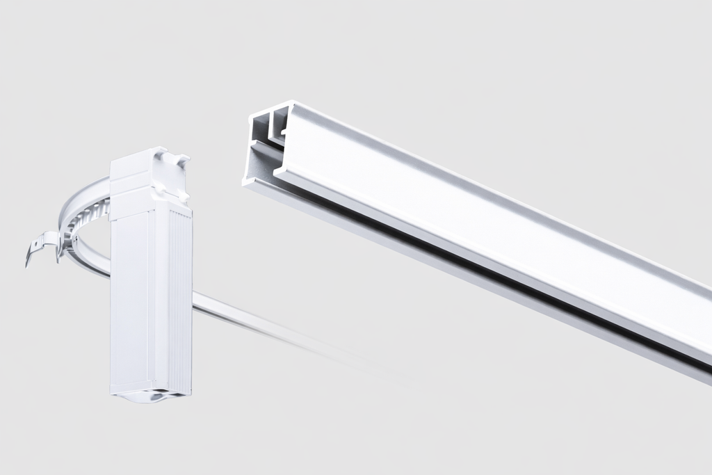 Forest FMS Motorized Drapery Track System with Rechargeable Battery Motor and Remote Control Curtain Rail