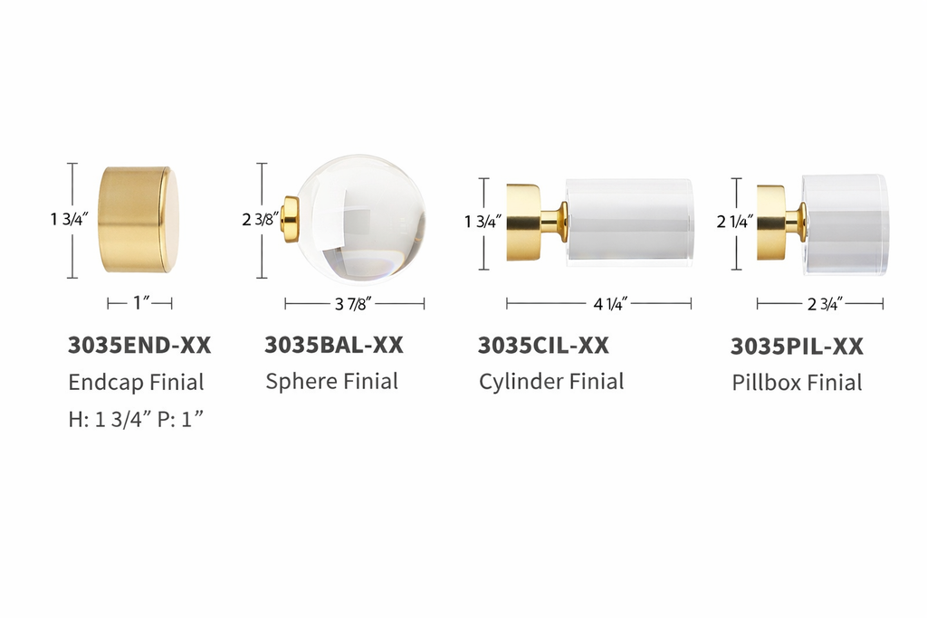 Forest Glasgow Clear Acrylic Pole Finials for Modern and Contemporary Drapery Rods