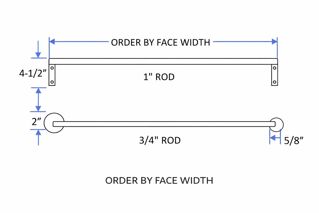 Forged steel Magnolia French Return drapery pole set designed for smooth baton-draw curtain operation