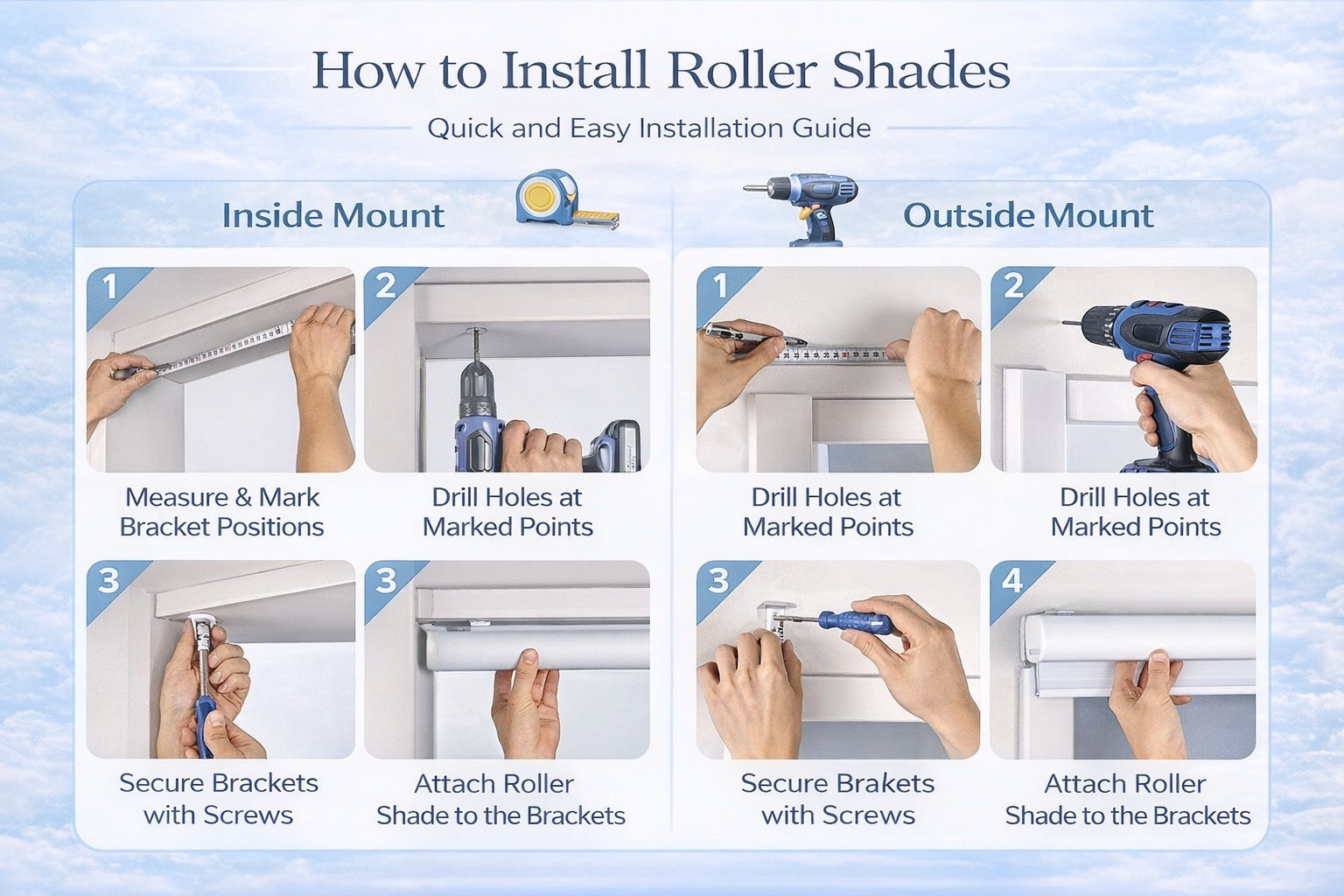 Quick and easy roller shade installation guide.